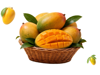 Fresh Premium Mangoes in a Basket